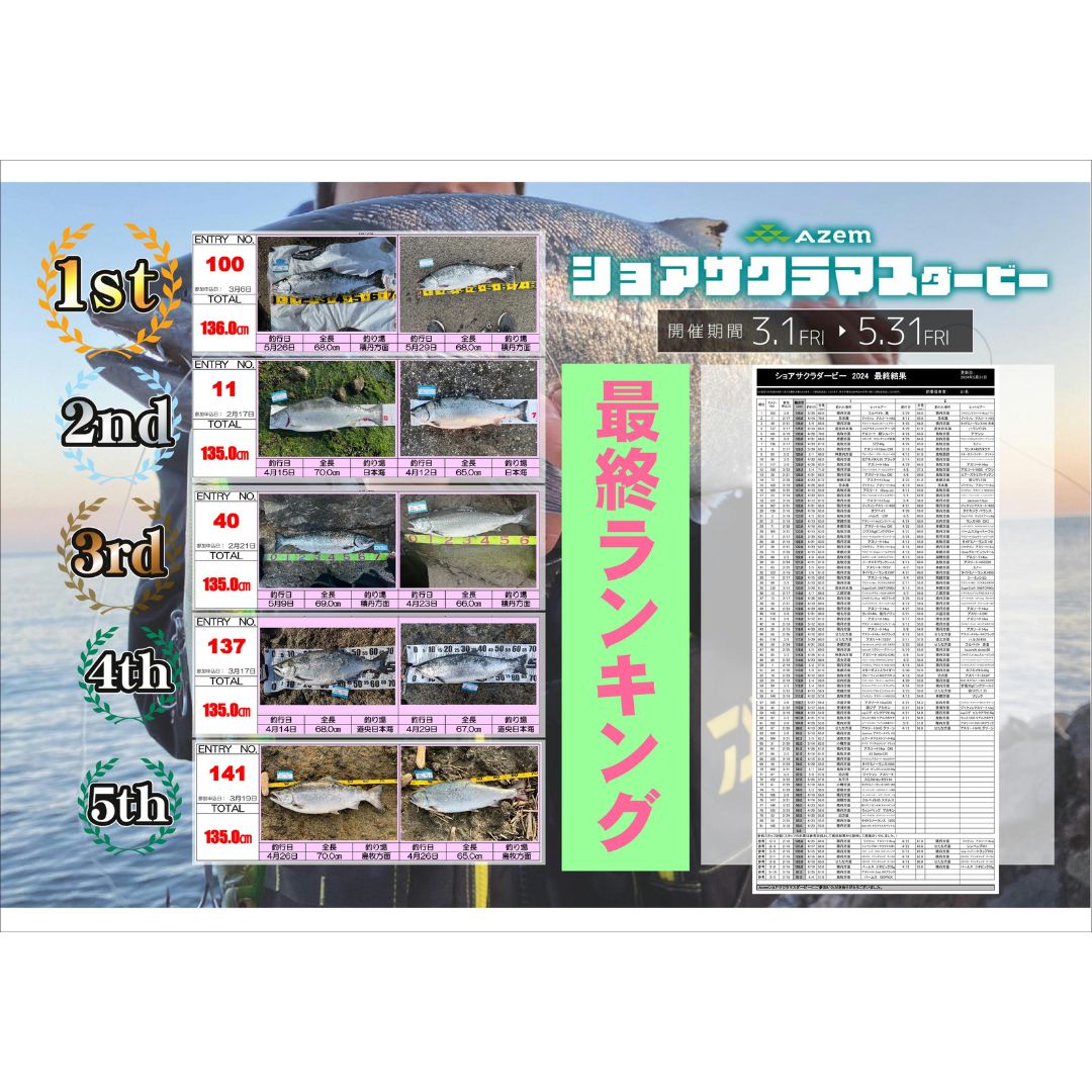 AZemショアサクラマスダービー2024 最終結果発表！！｜AZem アゼム